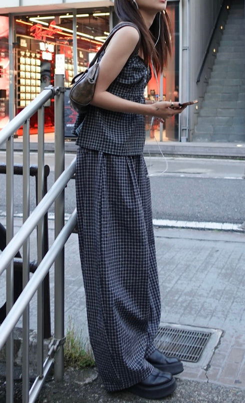 チェックボリュームラフパンツ